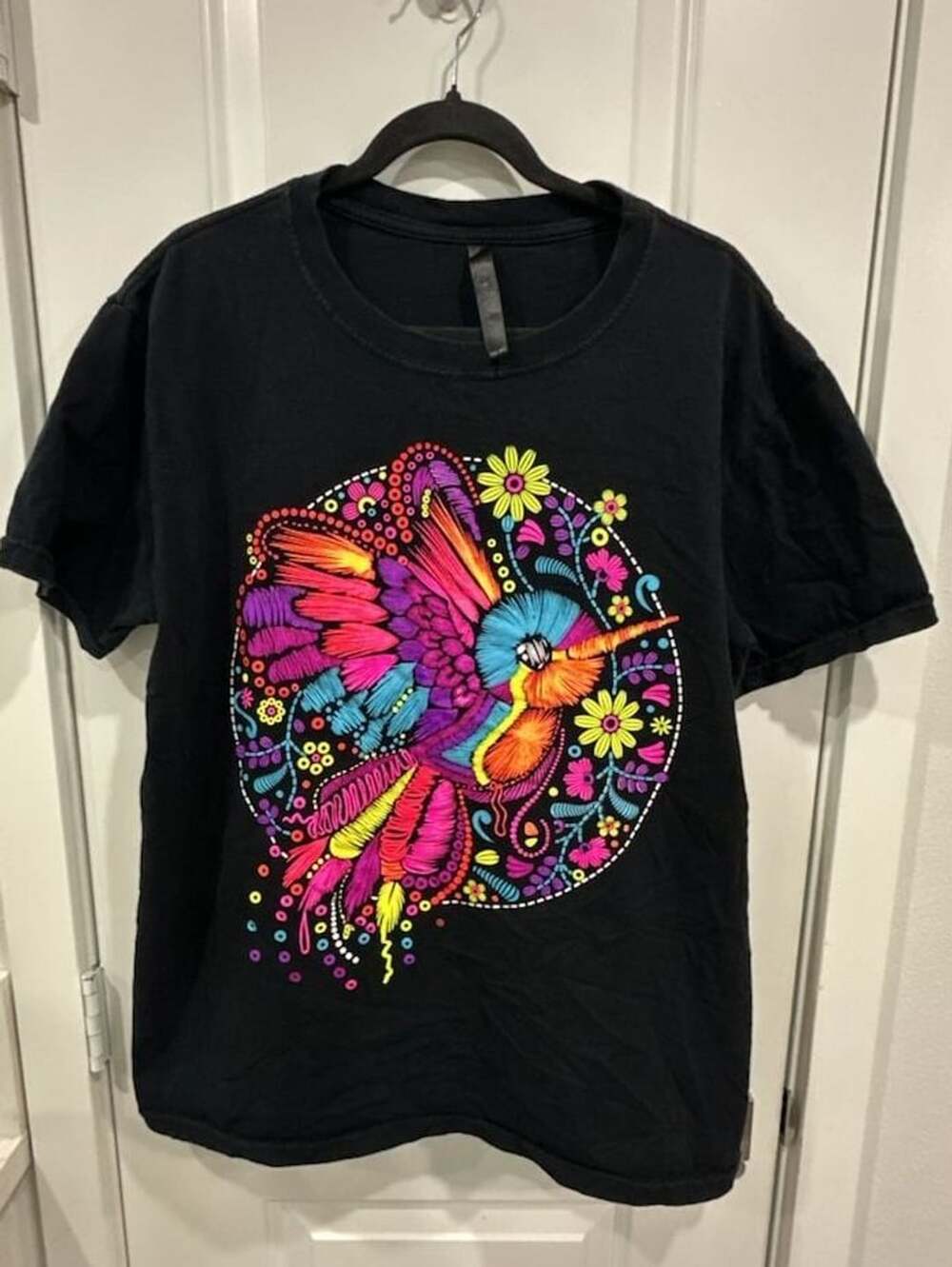 Codico Cotton Hummingbird Floral Graphic T-Shirt Size XG Black